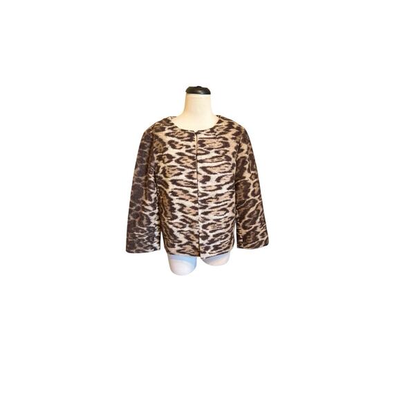 $285 Ann Taylor Small Animal Print Cropped Wool Leopard Y2K Maximalist Retro - Picture 12 of 12